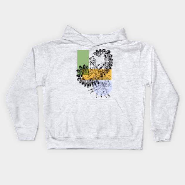 Rooster Cock Hand Drawn Kids Hoodie by NayaRara